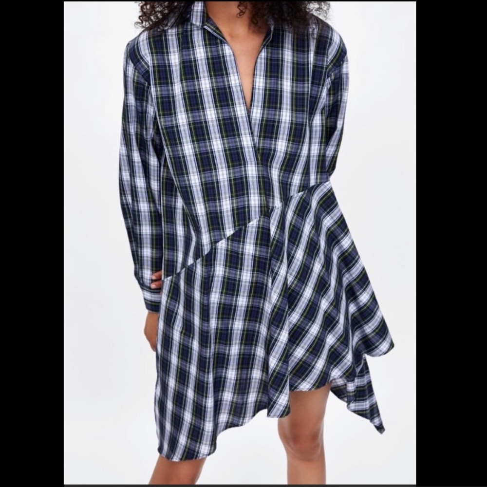 Zara Asymmetrical Plaid Tunic